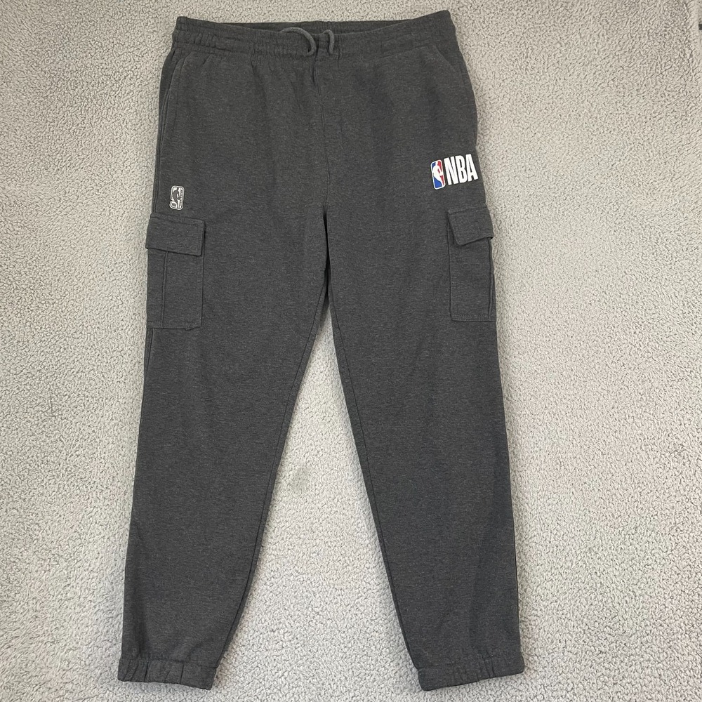 NBA Fleece Cargo Sweatpants Men XL Gray Lounge Sportswear Joggers